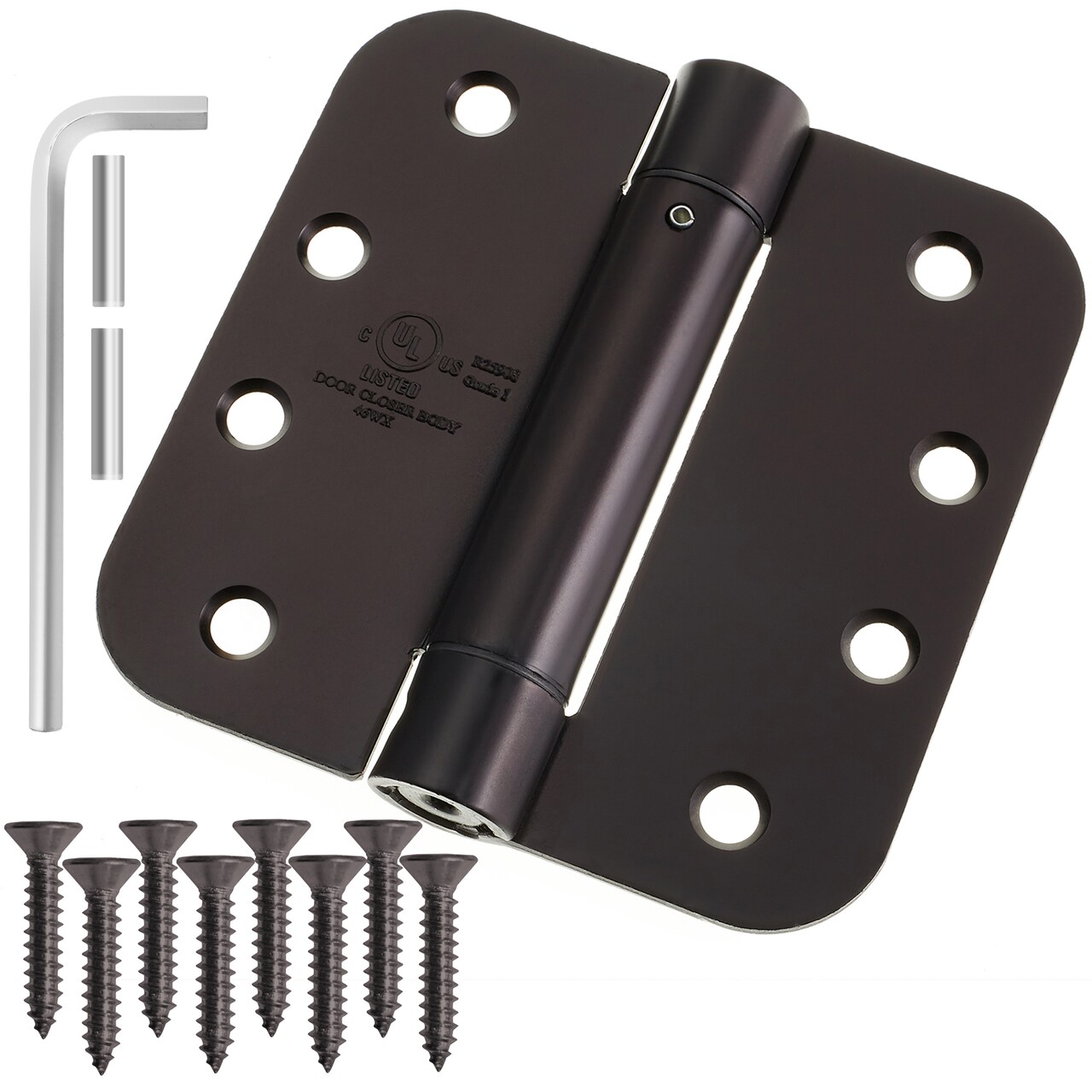 Cauldham (2 Pack) Heavy-Duty 4" Self-closing Spring Door Hinge with 5/8" Radius Corners, UL Listed